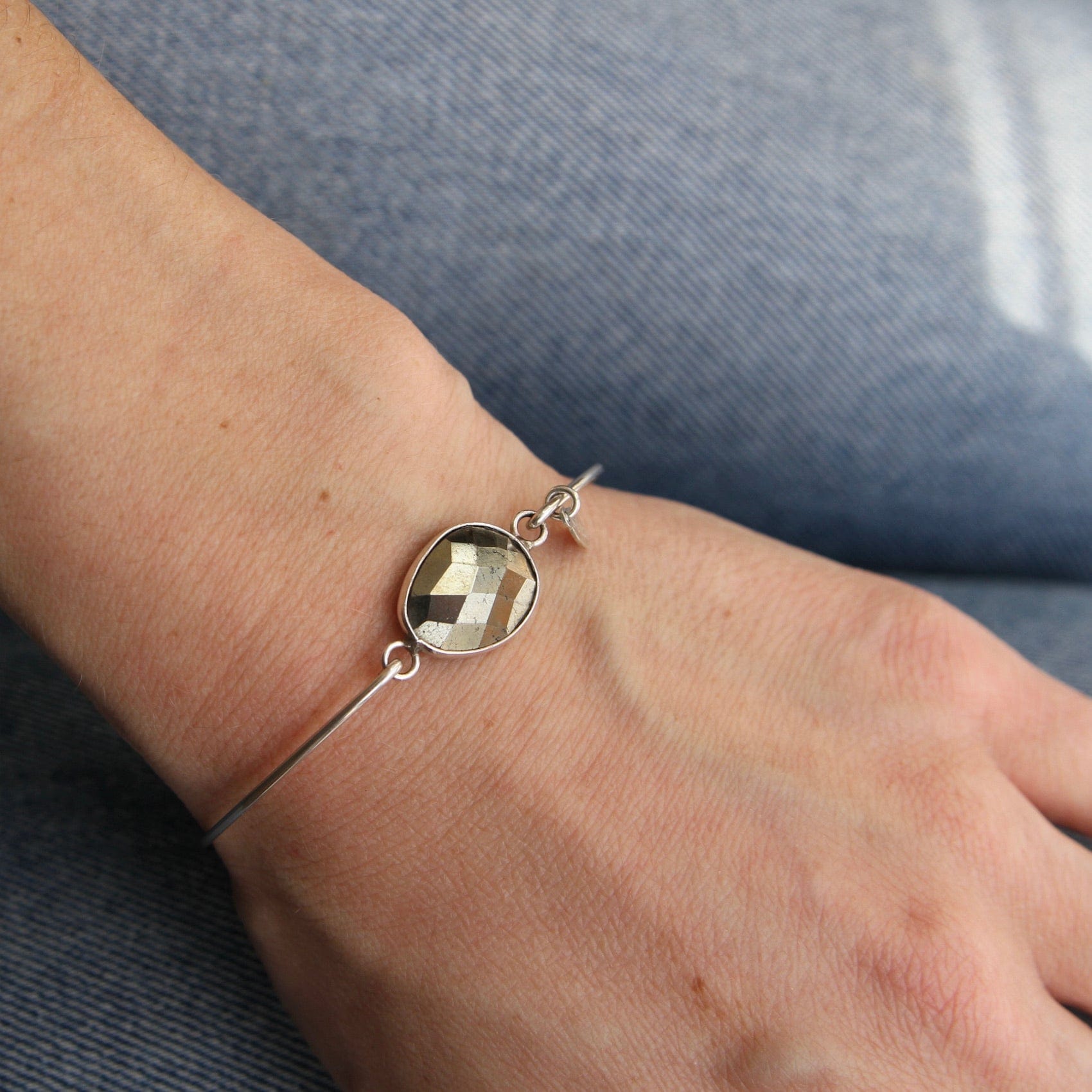 Sterling good Silver Pyrite Bracelet