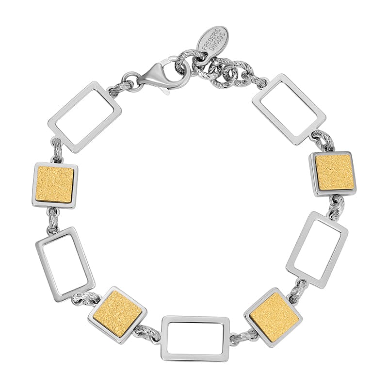 BRC Sterling Silver & Gold Plated Applique Square Brac