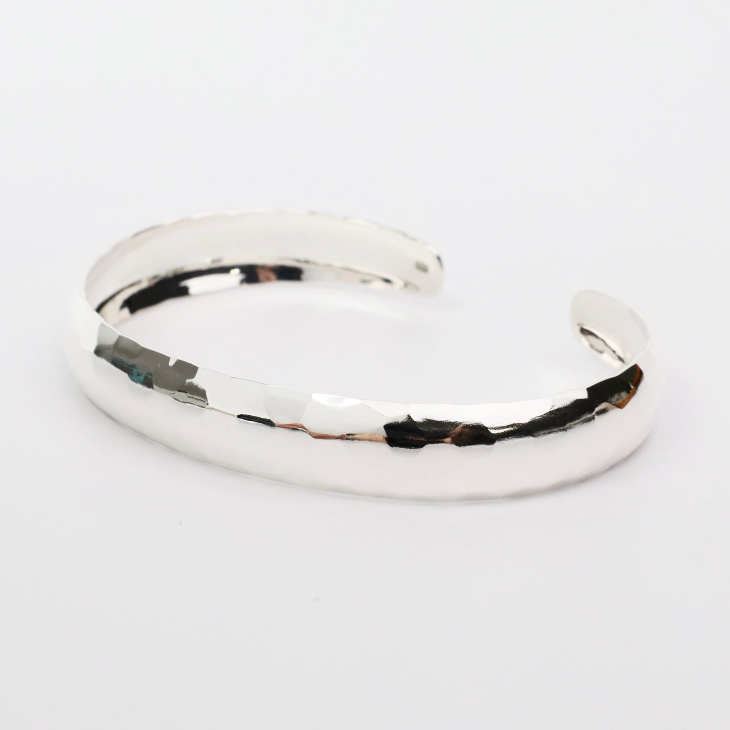 BRC Sterling Silver Hammered Dome Cuff Bracelet
