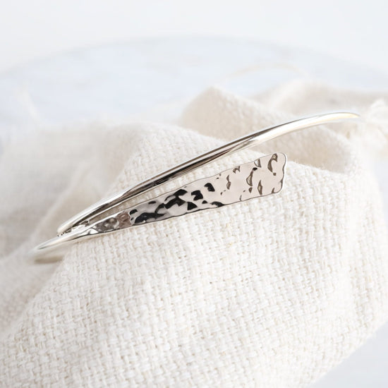 BRC Sterling Silver Hammered Paddle By-pass Bracelet