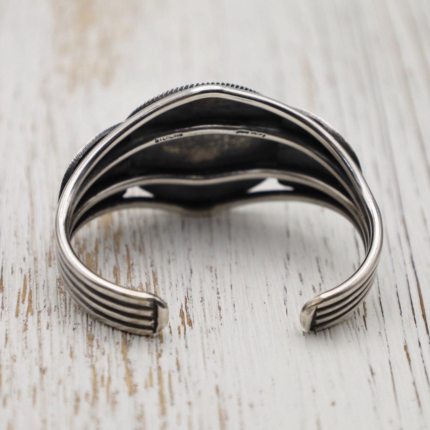 Load image into Gallery viewer, BRC Sterling Silver Hand Stamped Cuff with Center Circle

