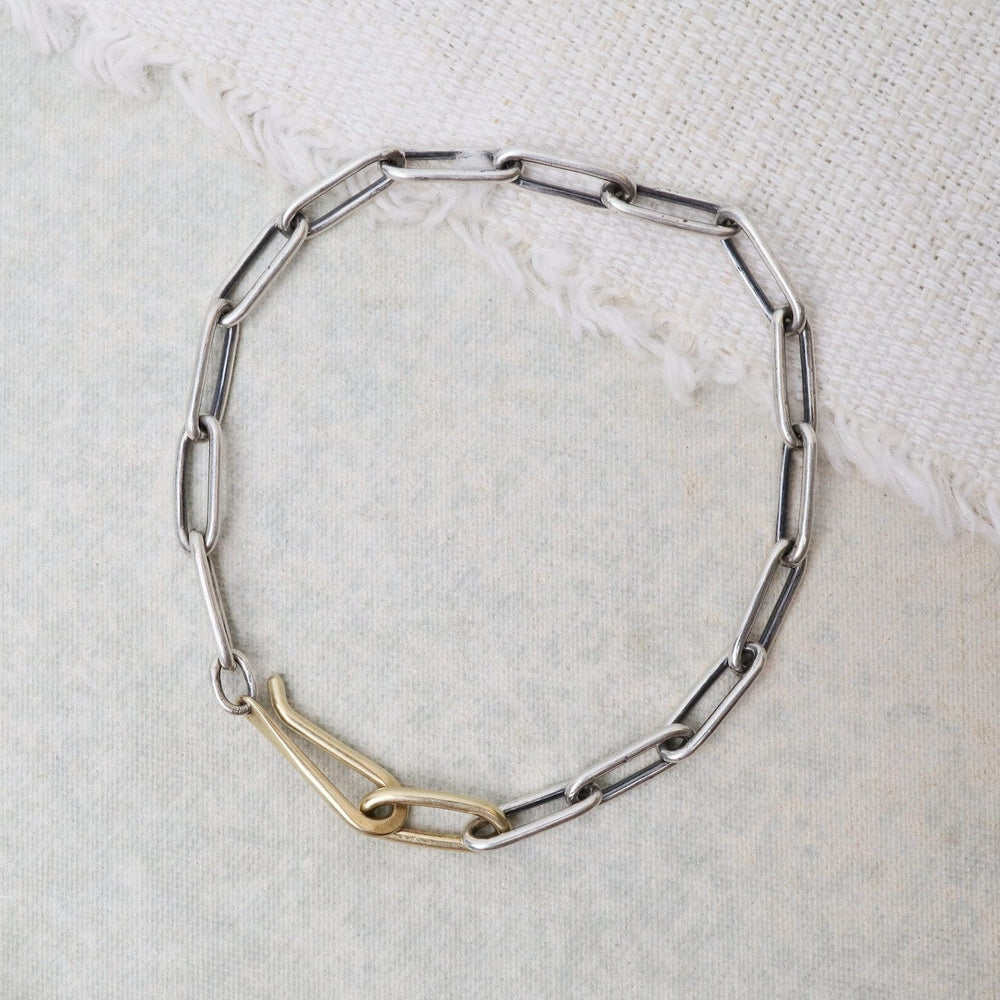 BRC Sterling Silver Handmade Chain Bracelet + 18k Clasp