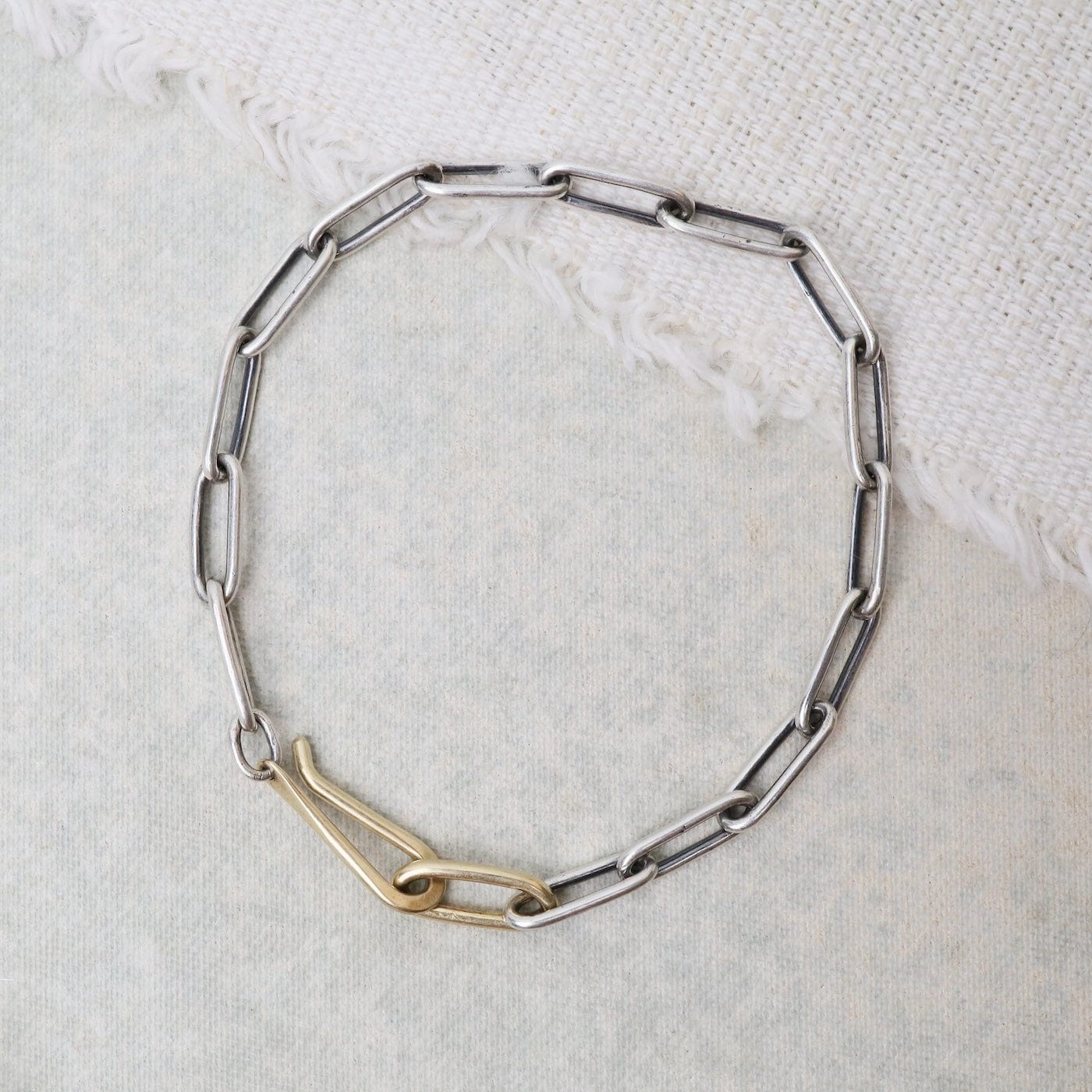 BRC Sterling Silver Handmade Chain Bracelet + 18k Clasp