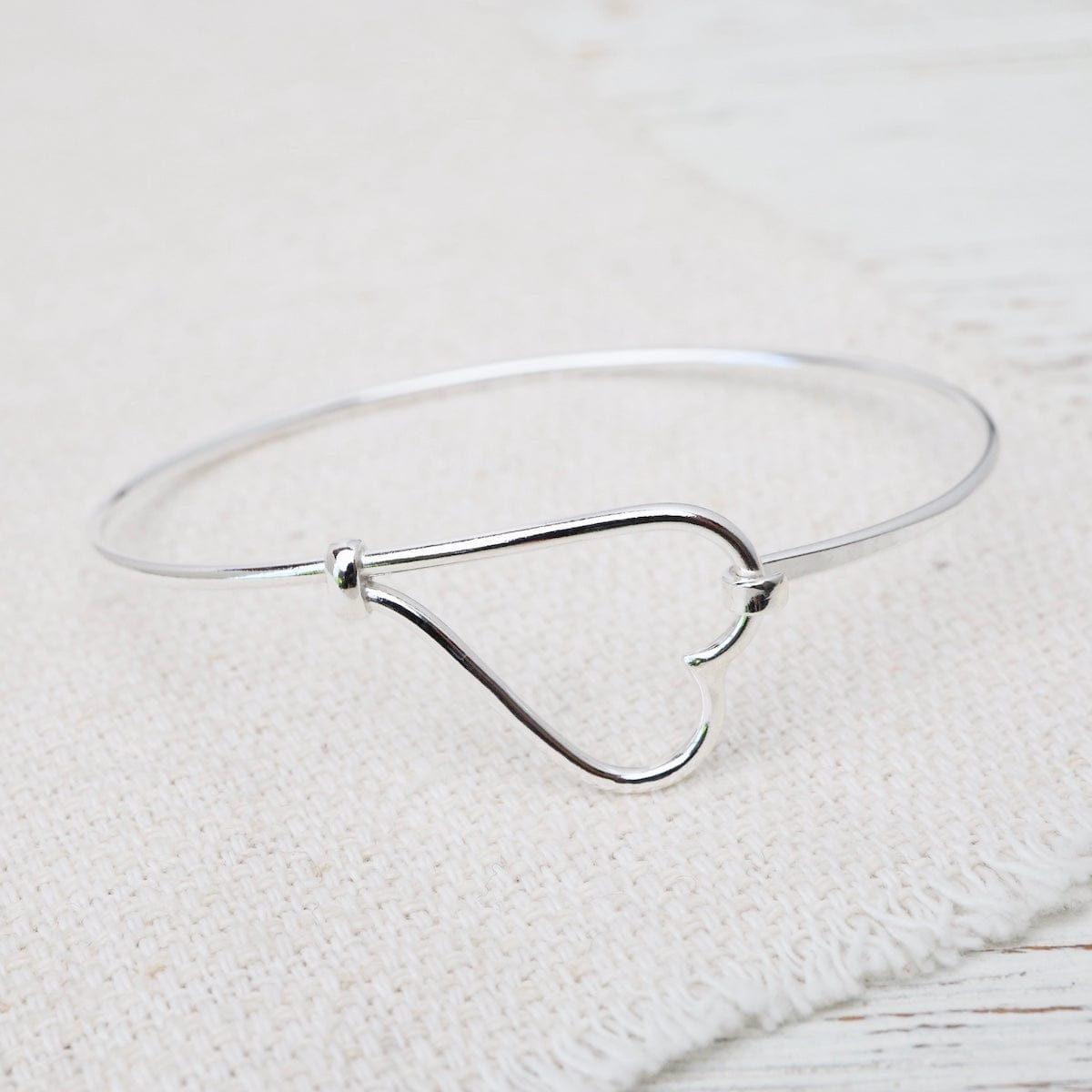 BRC Sterling Silver Heart Latching Bangle