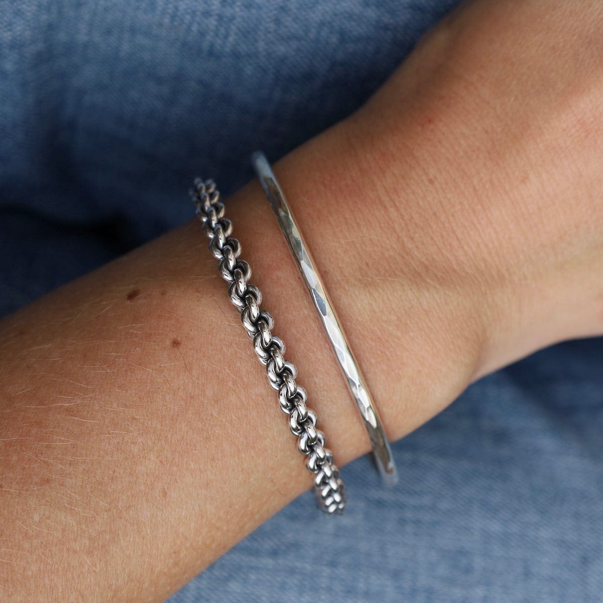 BRC Sterling Silver Heavy Knotted Chain Cuff
