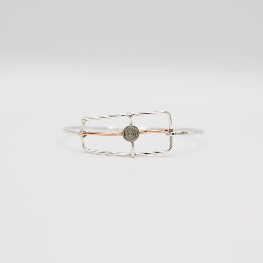 BRC Sterling Silver Hook Bangle with Geometric Grid