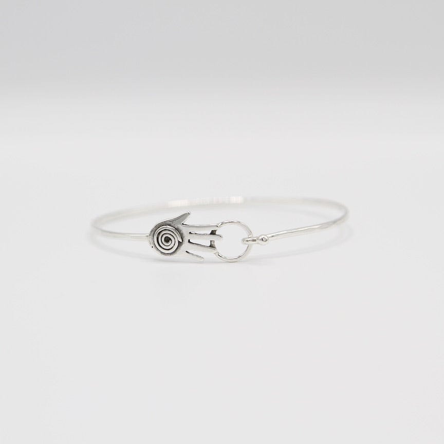 BRC Sterling Silver Hook Bangle with Hand with Spiral