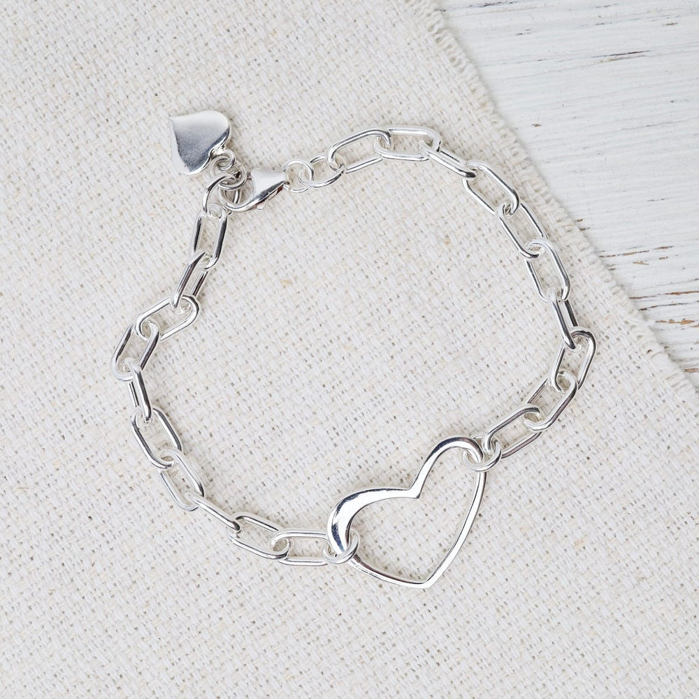 BRC Sterling Silver Large Oval Link Heart Bracelet