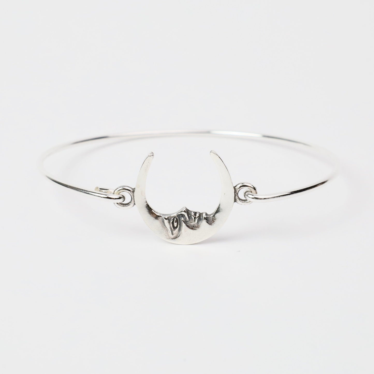 BRC Sterling Silver Latching Moon Bangle Bracelet