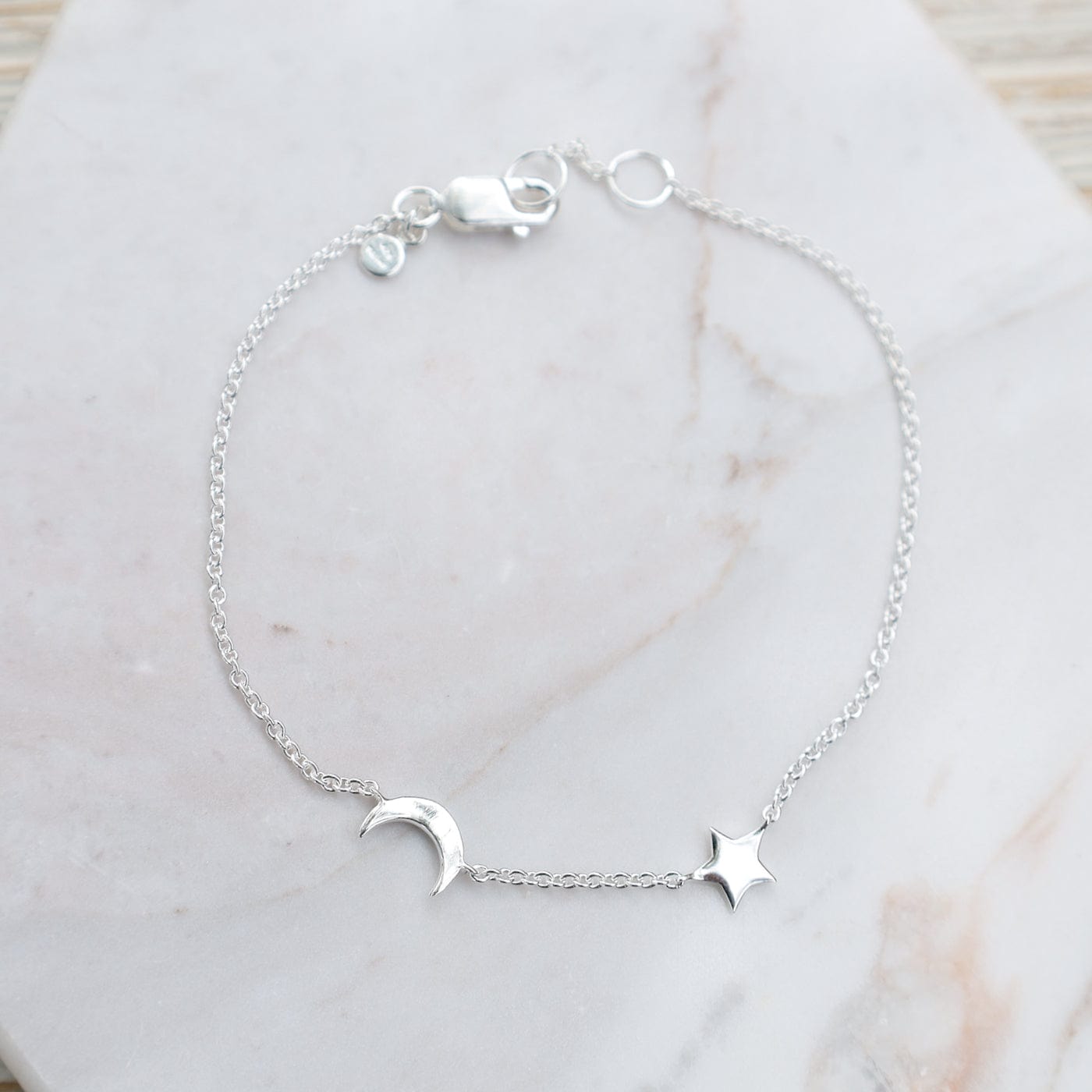 BRC Sterling Silver Moon and Star Bracelet