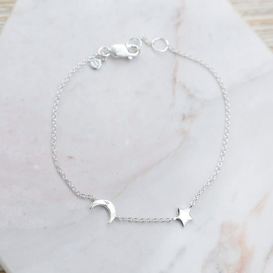 BRC Sterling Silver Moon and Star Bracelet