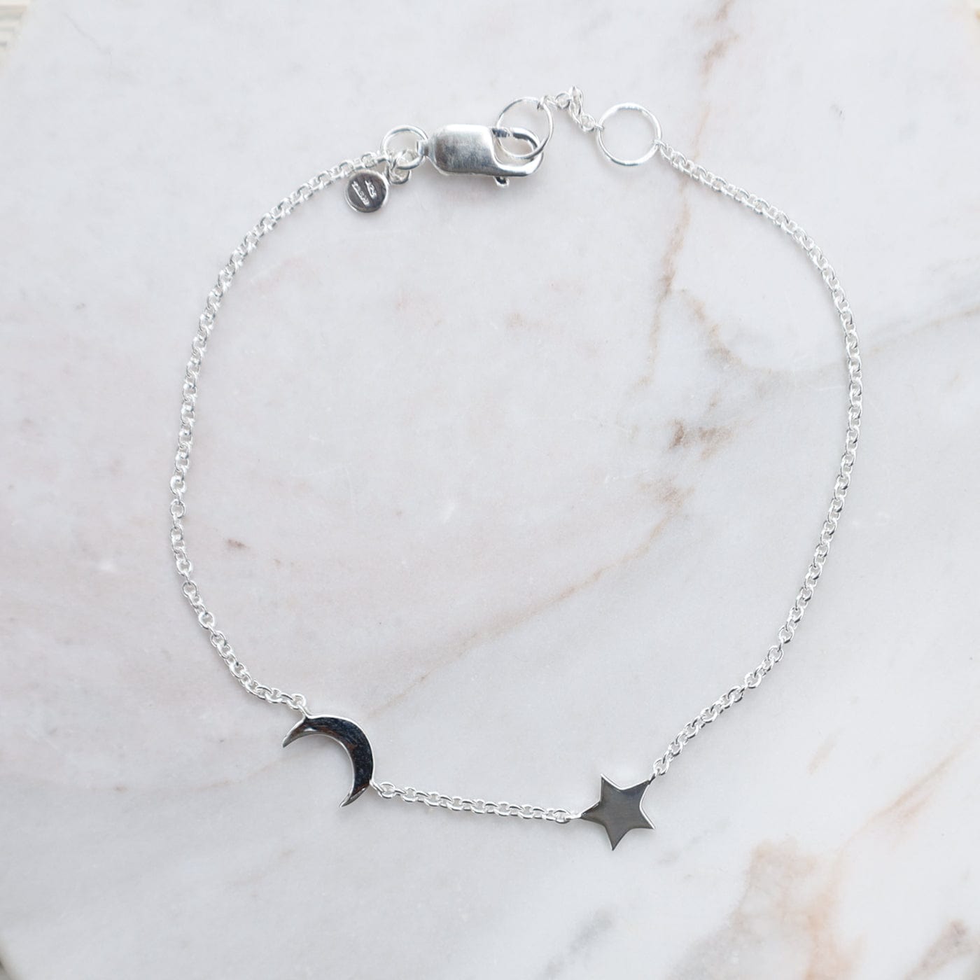 BRC Sterling Silver Moon and Star Bracelet