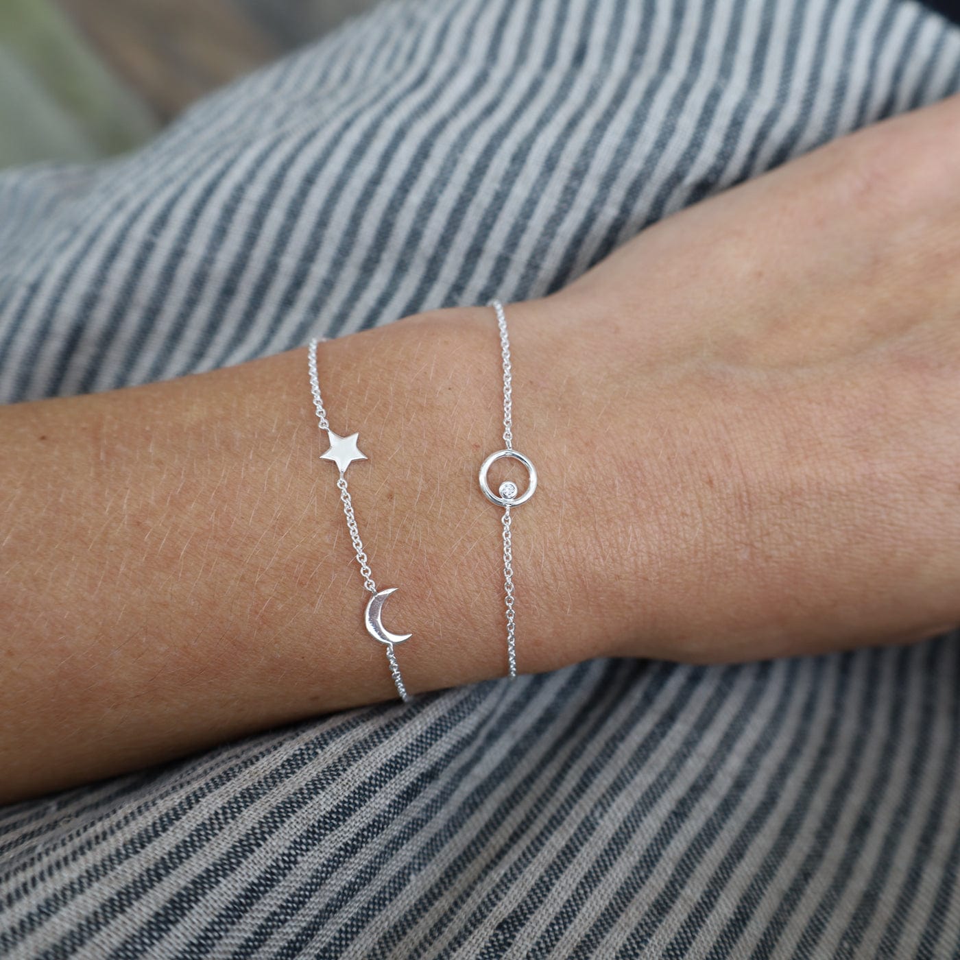 BRC Sterling Silver Moon and Star Bracelet