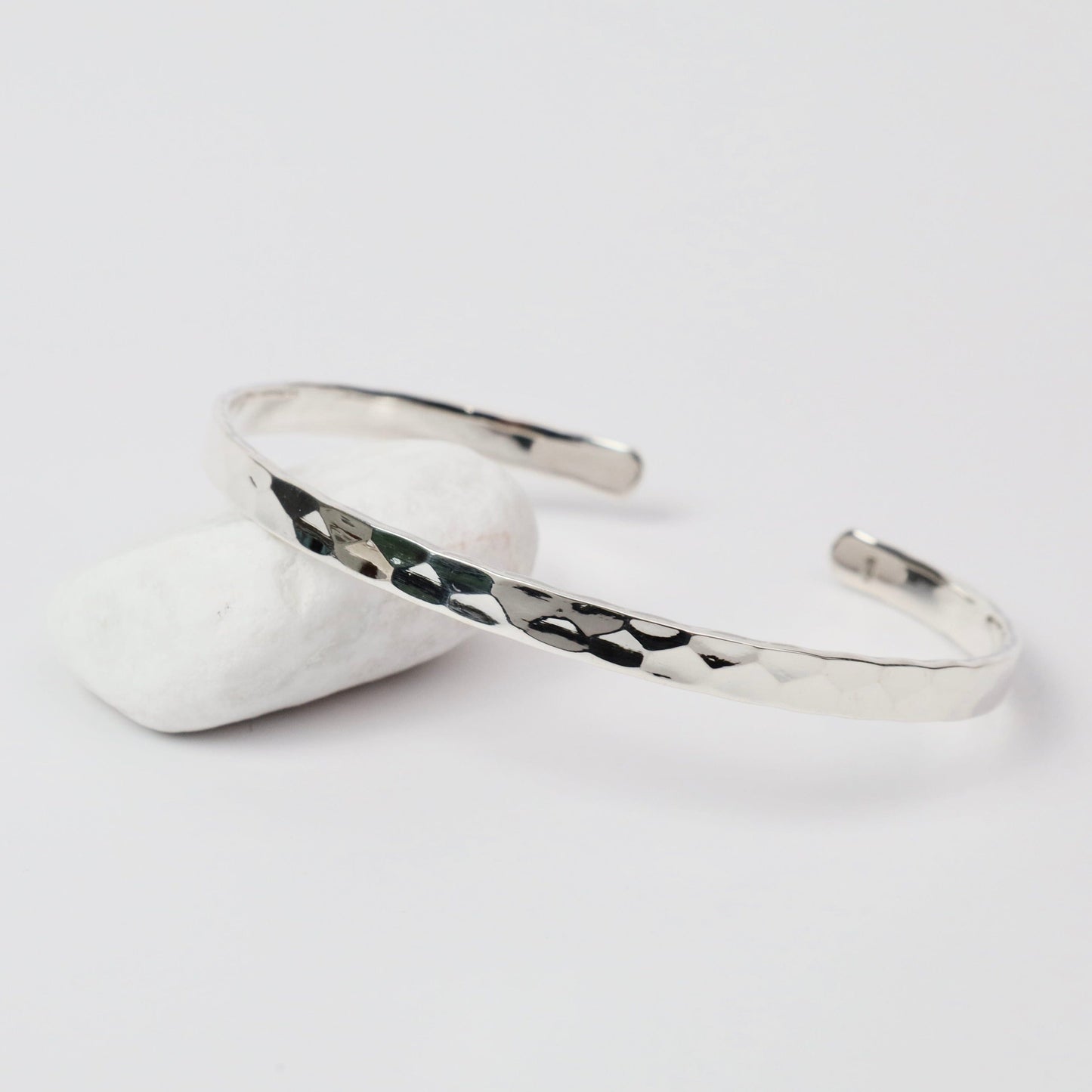 BRC Sterling Silver Narrow Flat Hammered Cuff Bracelet