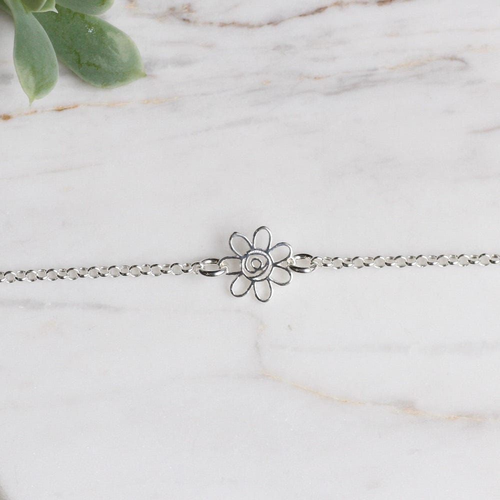 BRC Sterling Silver Open Flower Bracelet