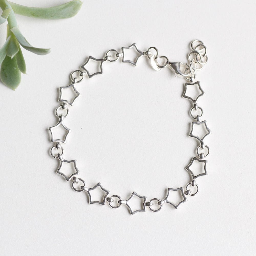 BRC Sterling Silver Open Star Link Bracelet