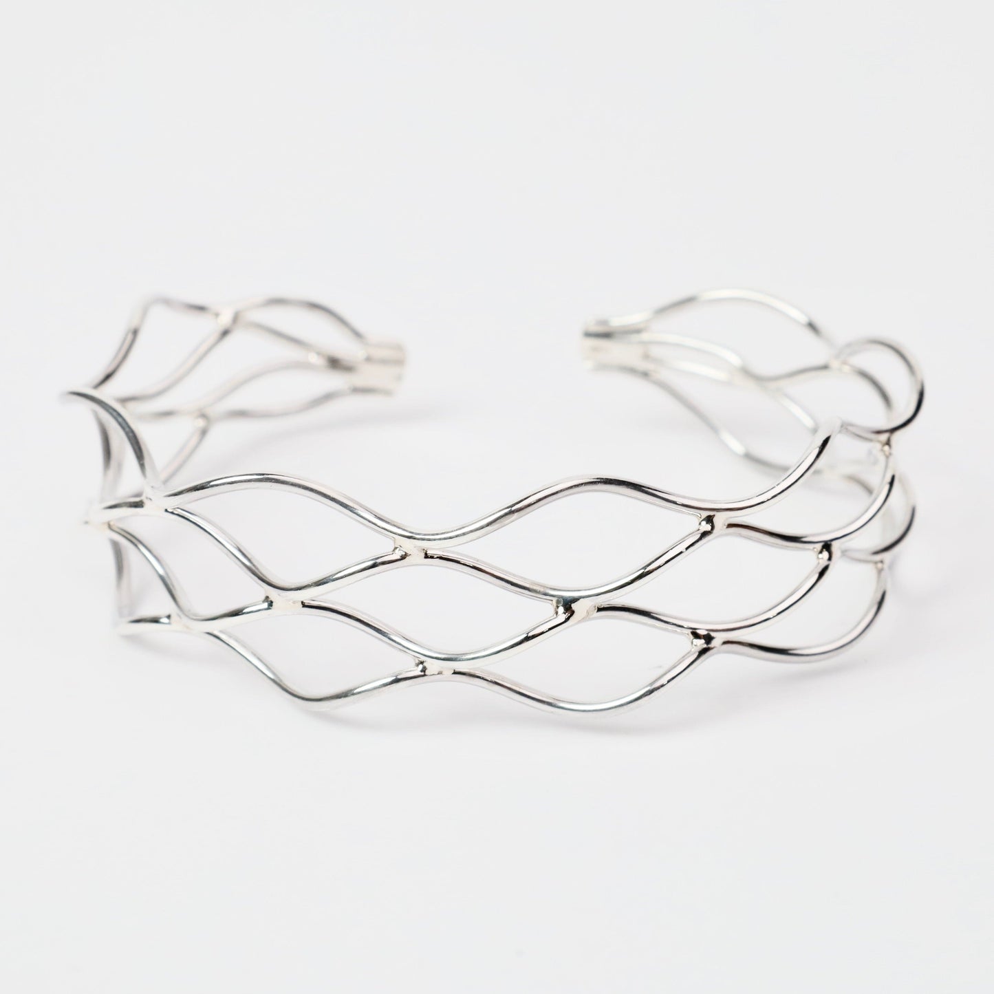 BRC Sterling Silver Open Waves Cuff Bracelet