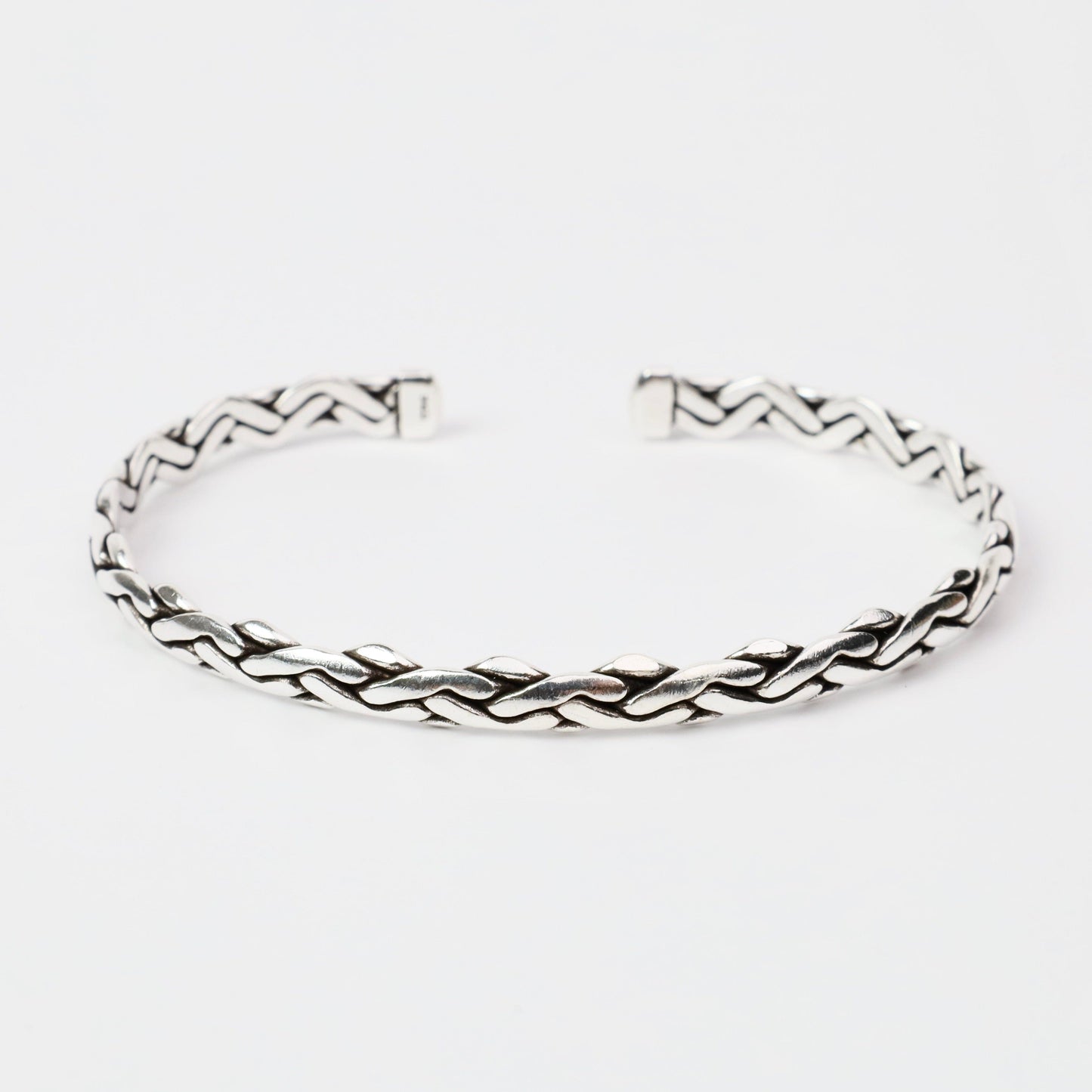 BRC Sterling Silver Oxidized Chain Braided Cuff Bracelet