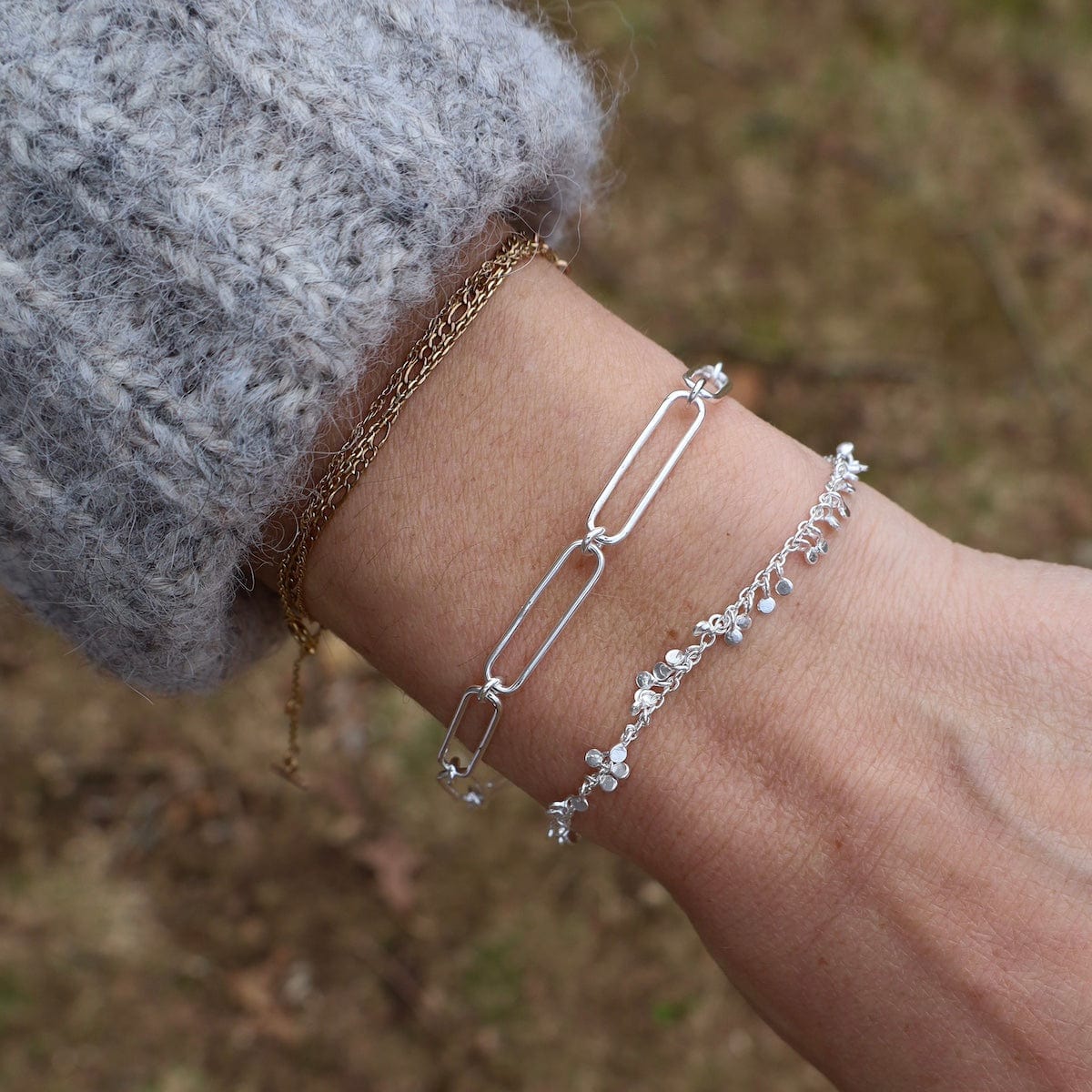 BRC Sterling Silver Paperclip Chain Bracelet