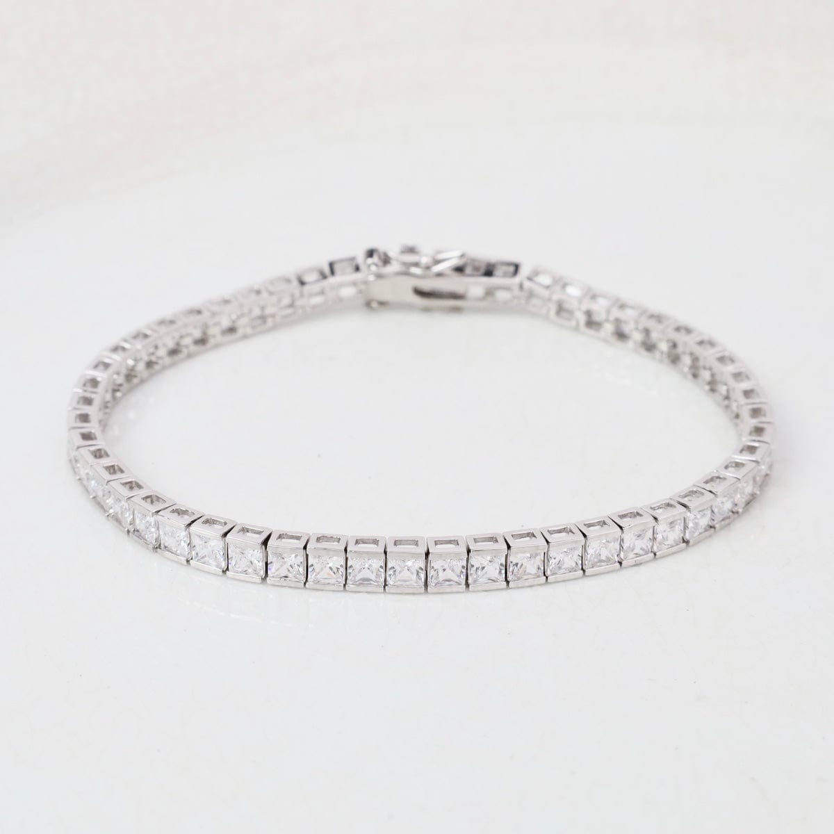 BRC Sterling Silver Princess CZ Tennis Bracelet