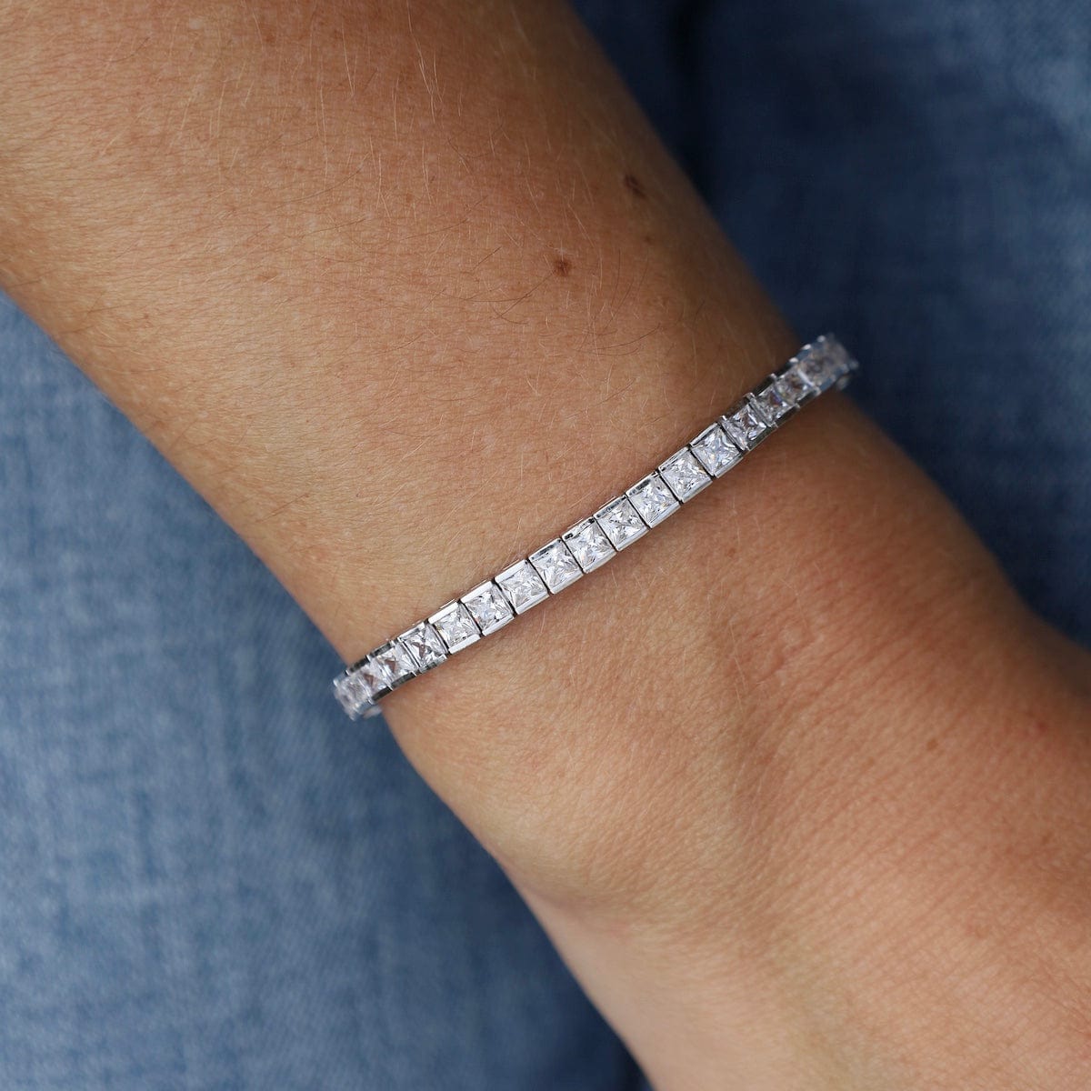 BRC Sterling Silver Princess CZ Tennis Bracelet
