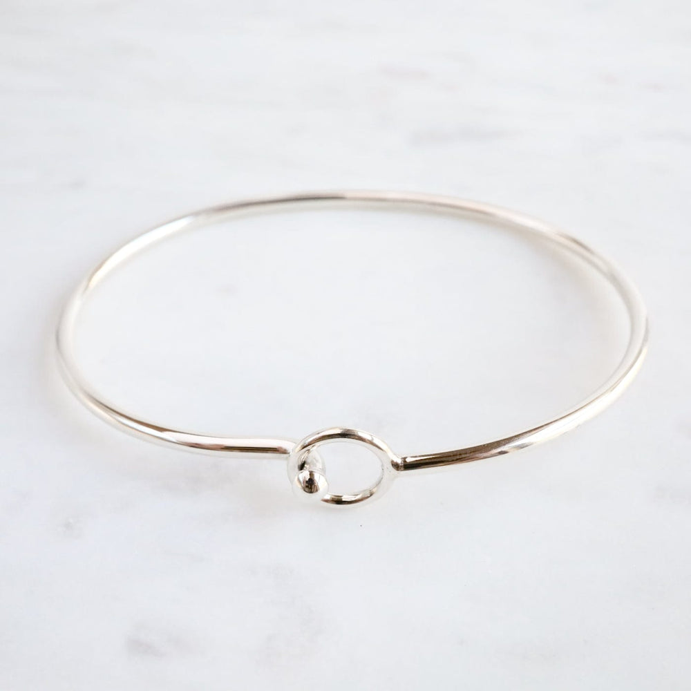 BRC Sterling Silver Round Hook Bangle Bracelet