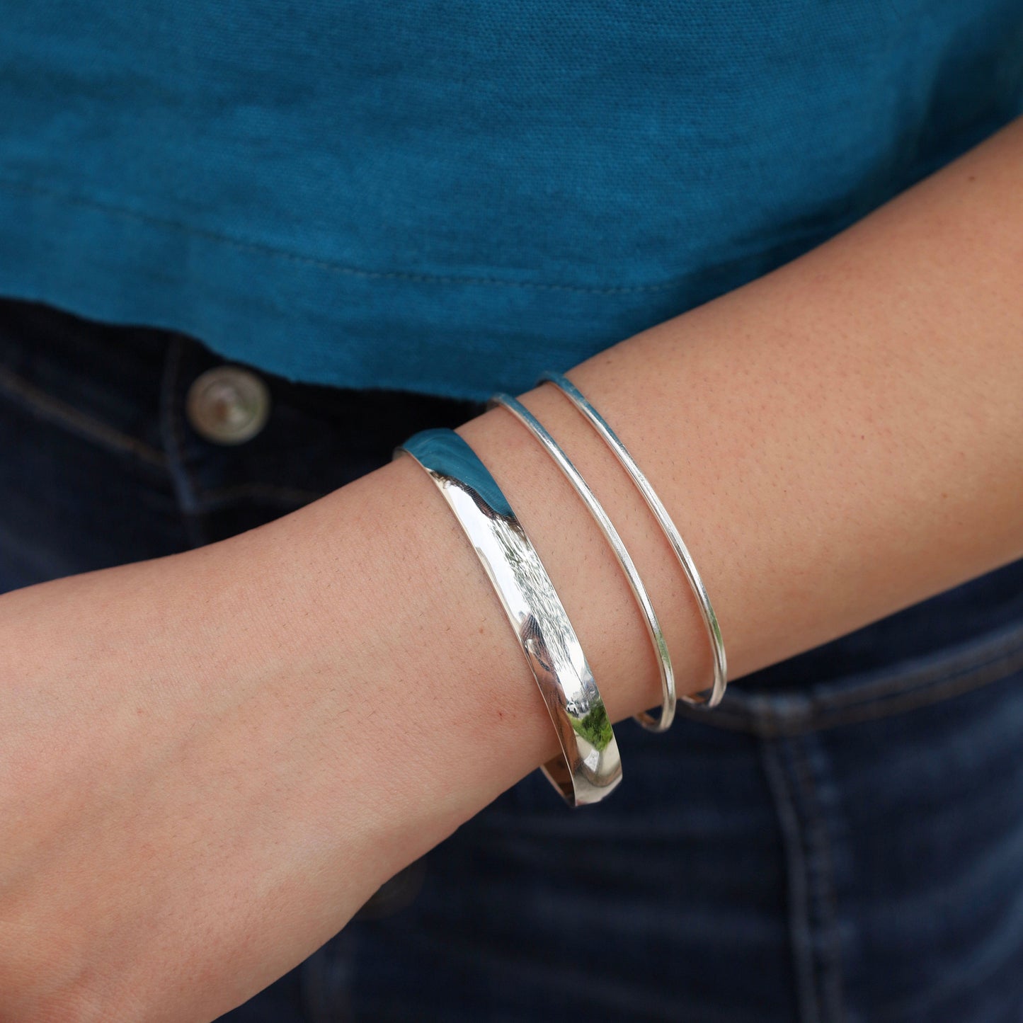 BRC Sterling Silver Simple Dome Cuff Bracelet