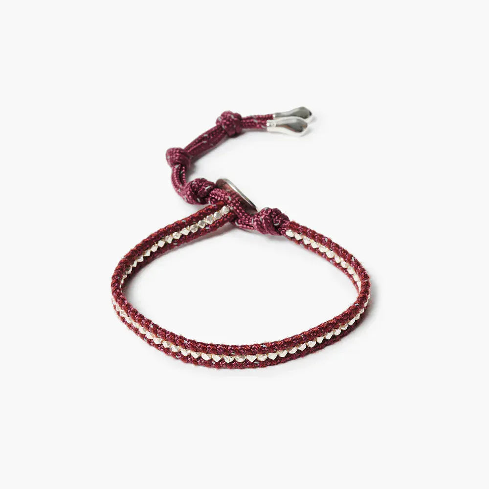 BRC Sterling Silver Single Wrap Bracelet Maroon