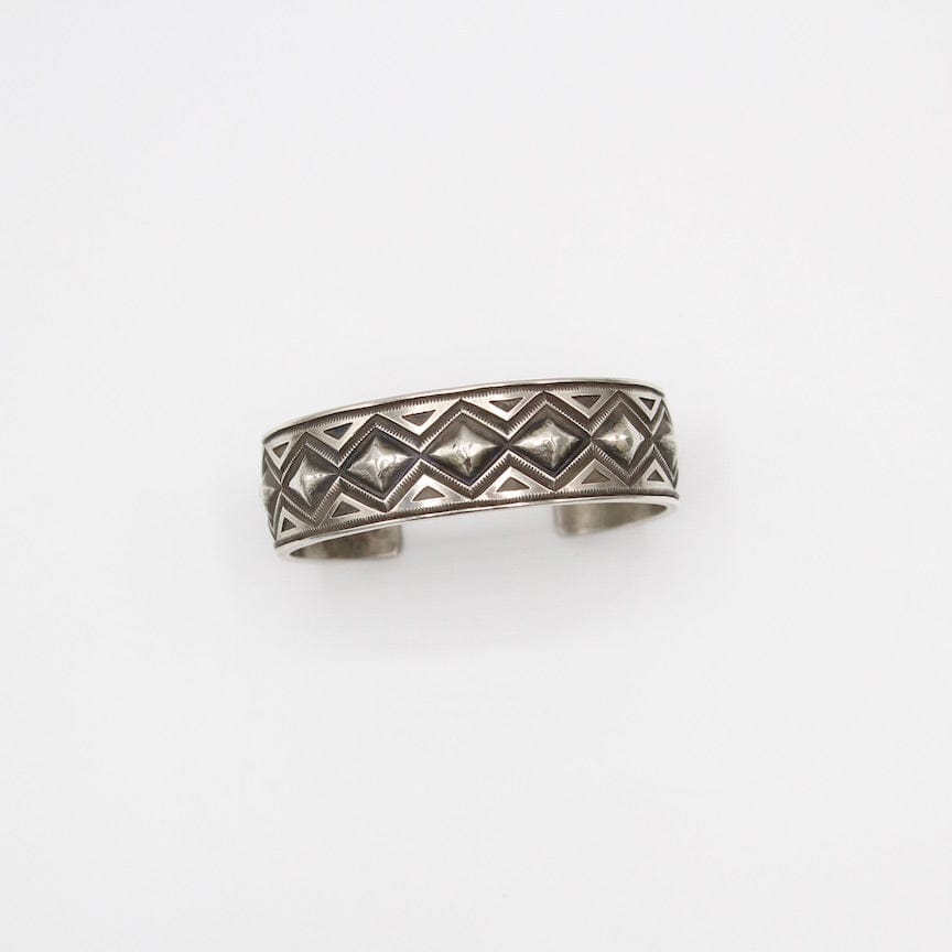 BRC Sterling Silver Stamped Diamond Cuff by Calvin Martinez