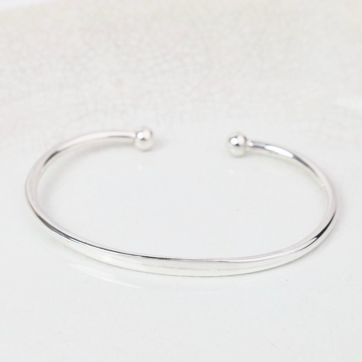 BRC Sterling Silver Tapered Smooth Cuff with Ball Ends