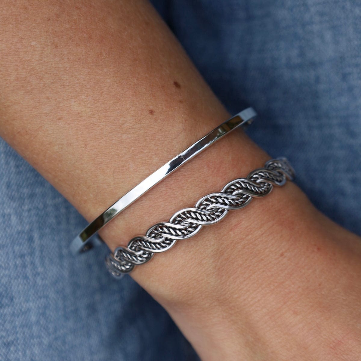 BRC Sterling Silver Thin Smooth Flat Cuff
