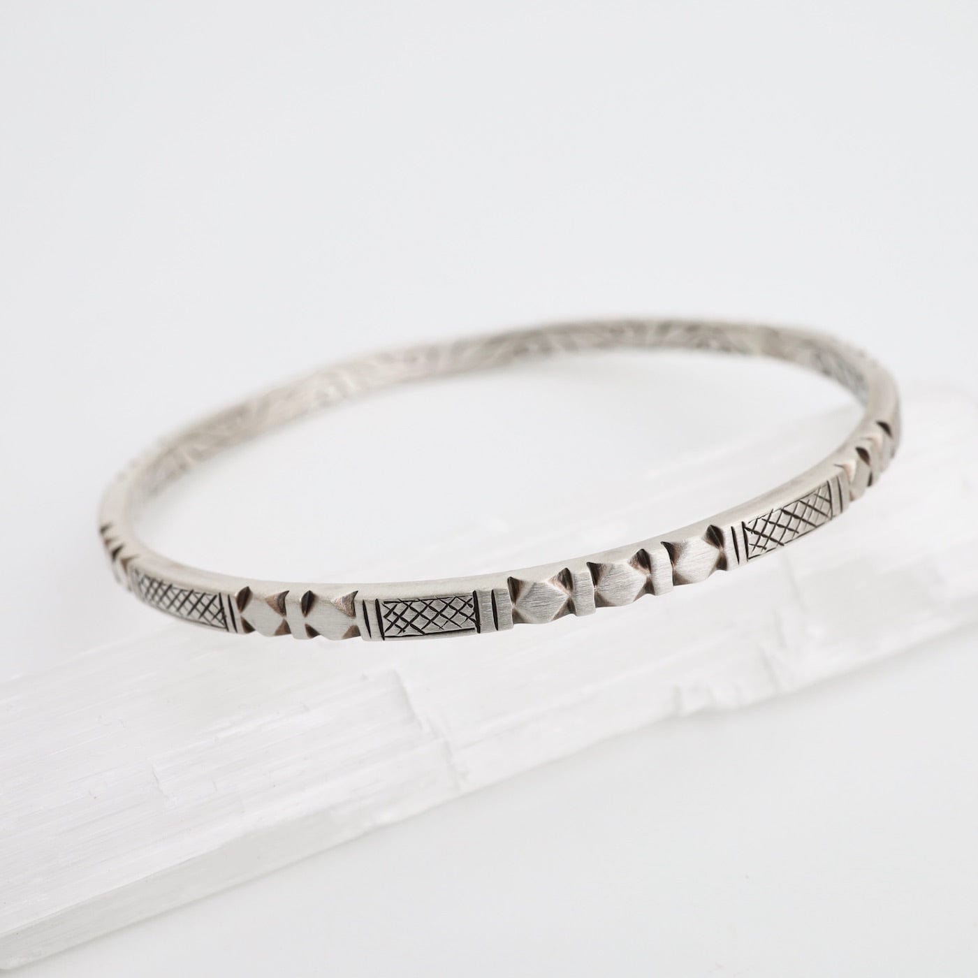 BRC Sterling Silver Traditional Nepali Carved Bangle