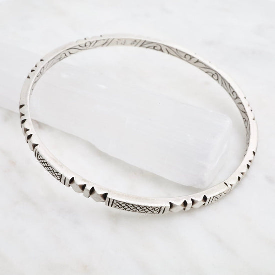BRC Sterling Silver Traditional Nepali Carved Bangle