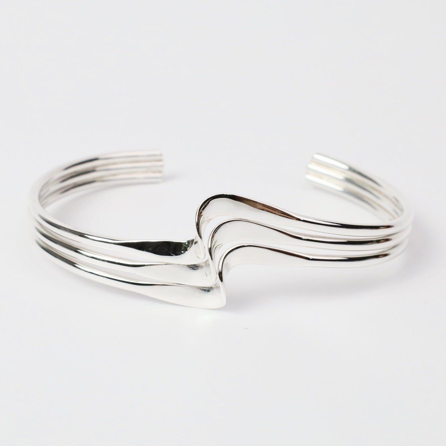 BRC Sterling Silver Triple Wave Cuff Bracelet