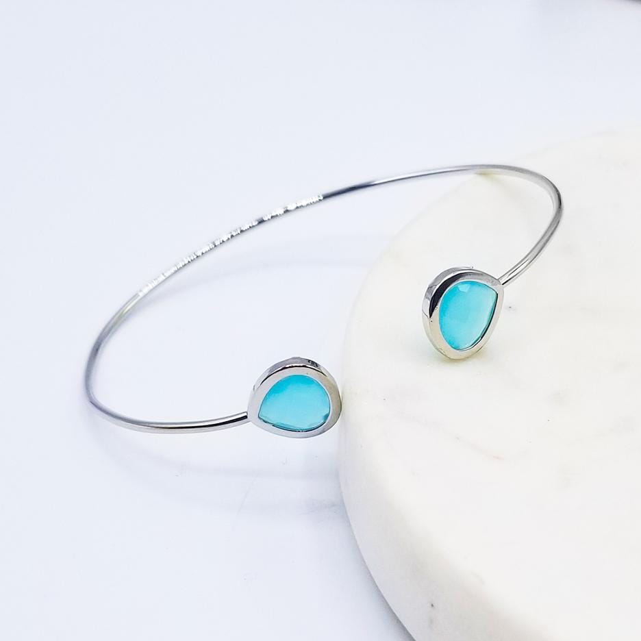 BRC Sterling Silver Turquoise Double Crystal Bracelet