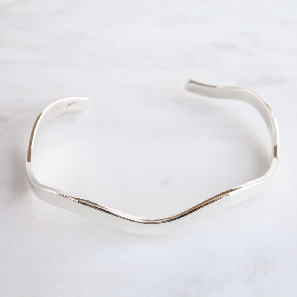 BRC Sterling Silver Wavy Line Cuff Bracelet