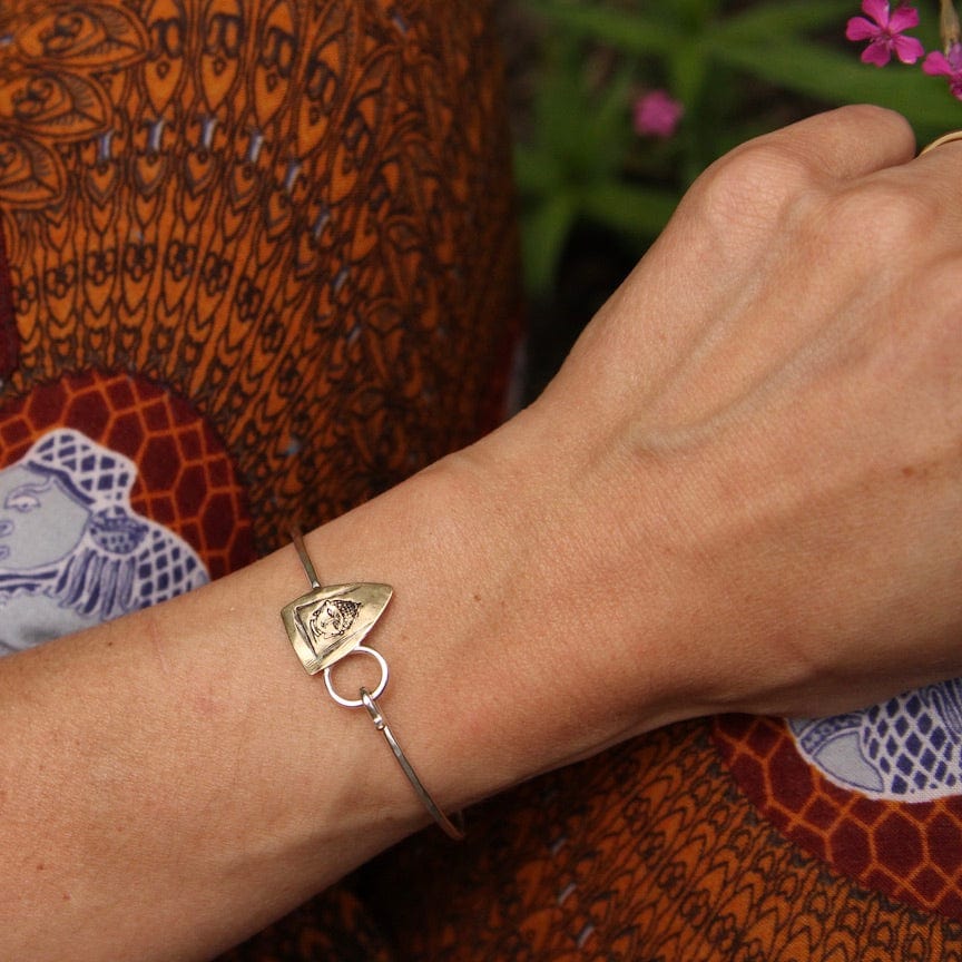 
                      
                        BRC Sterling Silver with Brass Buddha Hook Bangle
                      
                    