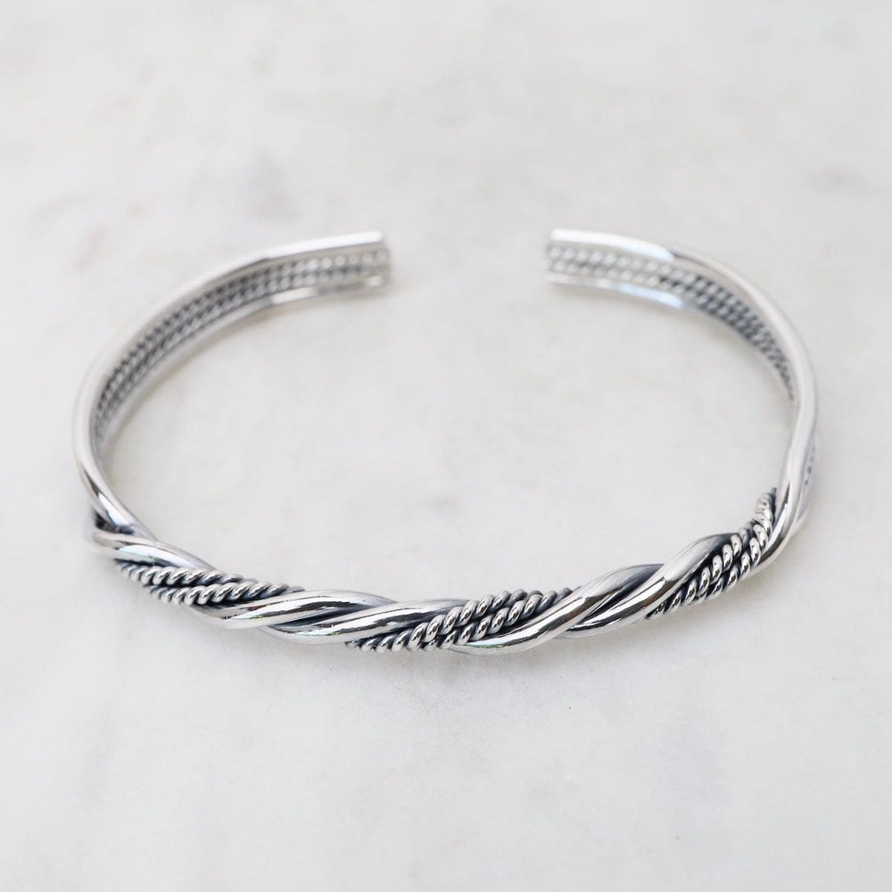 BRC Sterling Silver  Woven 4 Wire Twisted Cuff