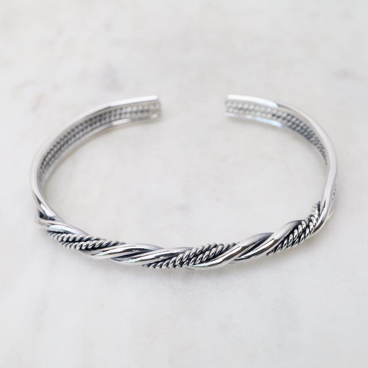 BRC Sterling Silver  Woven 4 Wire Twisted Cuff