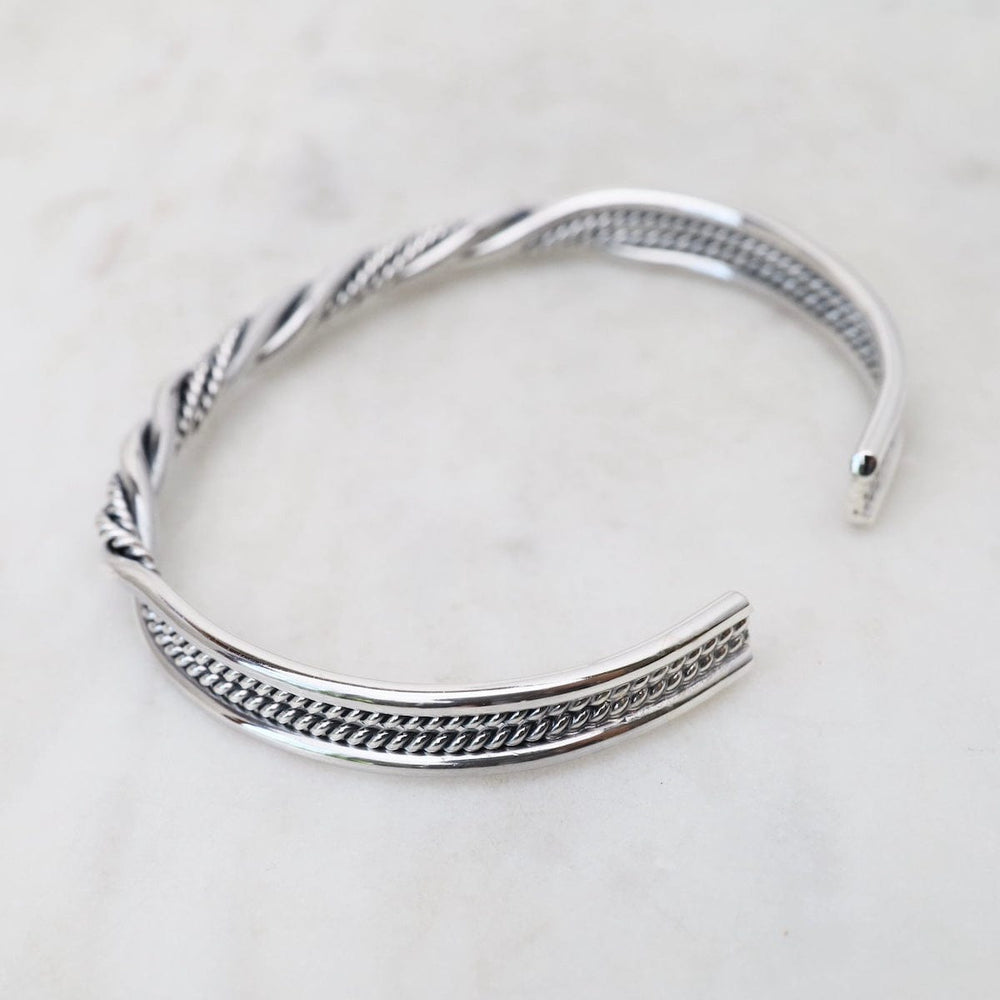 BRC Sterling Silver  Woven 4 Wire Twisted Cuff