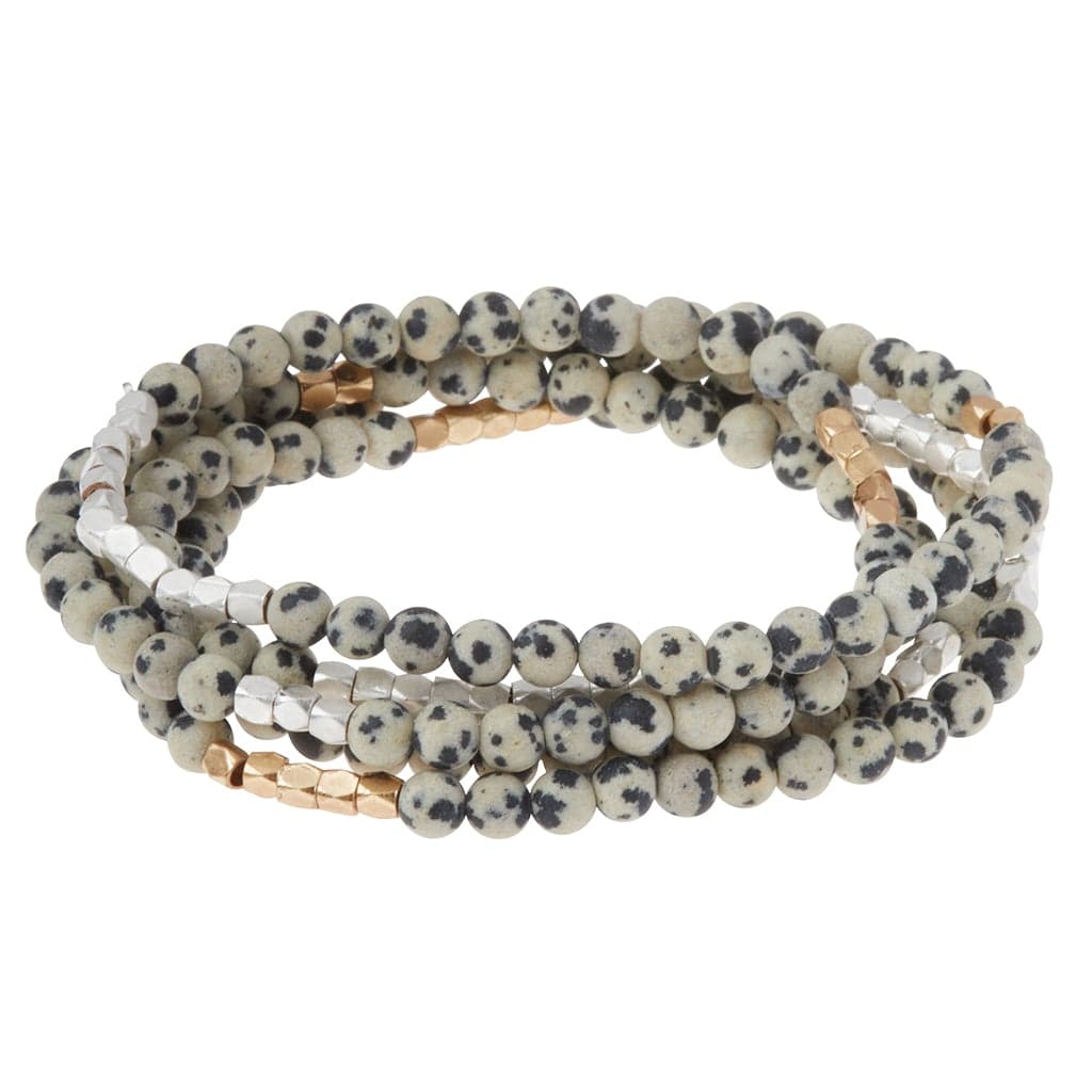 BRC Stone Wrap Bracelet & Necklace: Dalmatian Jasper - Stone of Joy