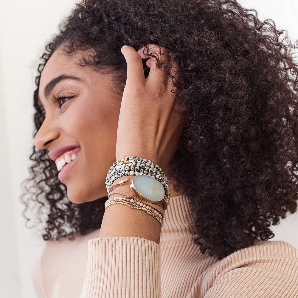 BRC Stone Wrap Bracelet & Necklace: Dalmatian Jasper - Stone of Joy