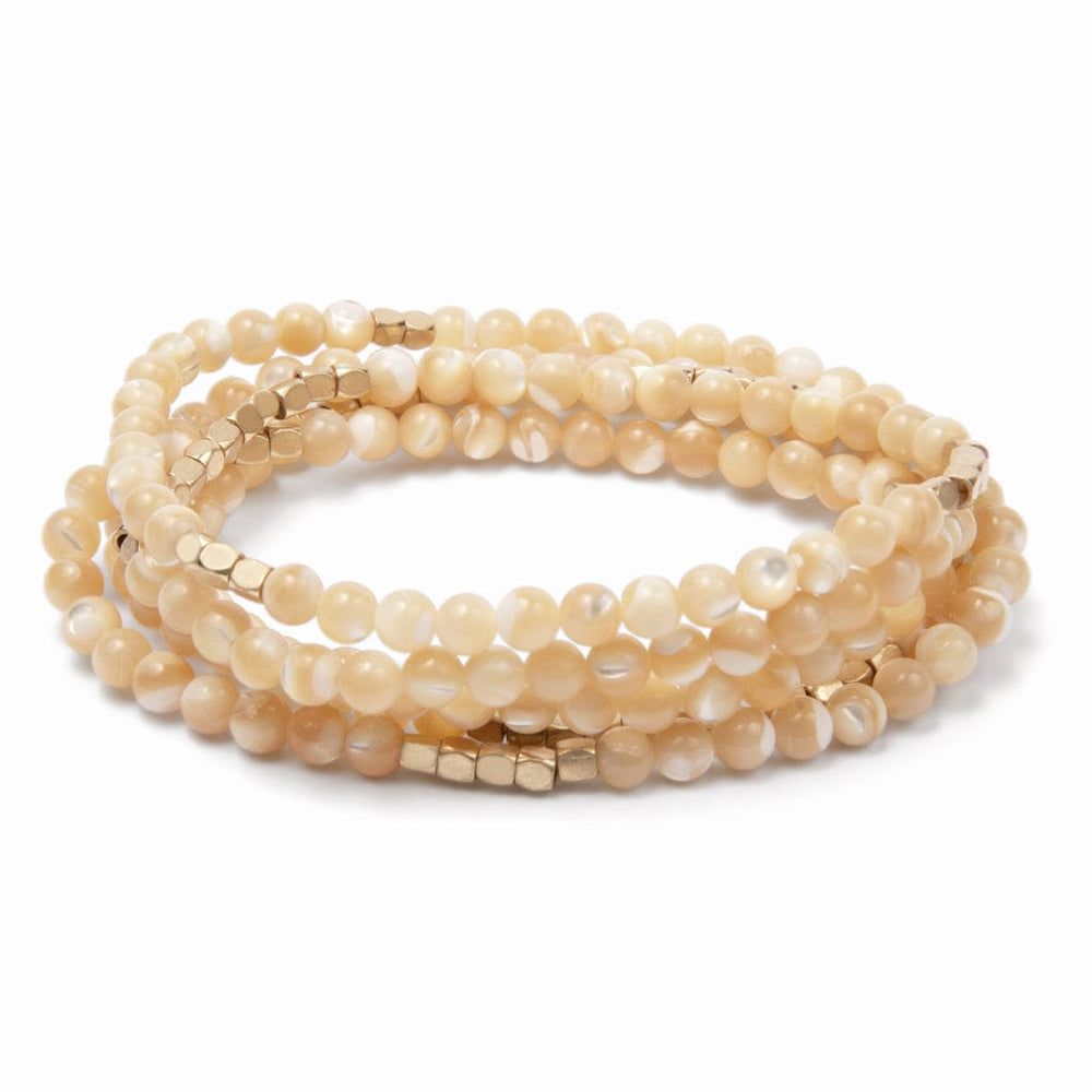 
                  
                    BRC Stone Wrap Bracelet & Necklace in Mother of Pearl & Gold
                  
                