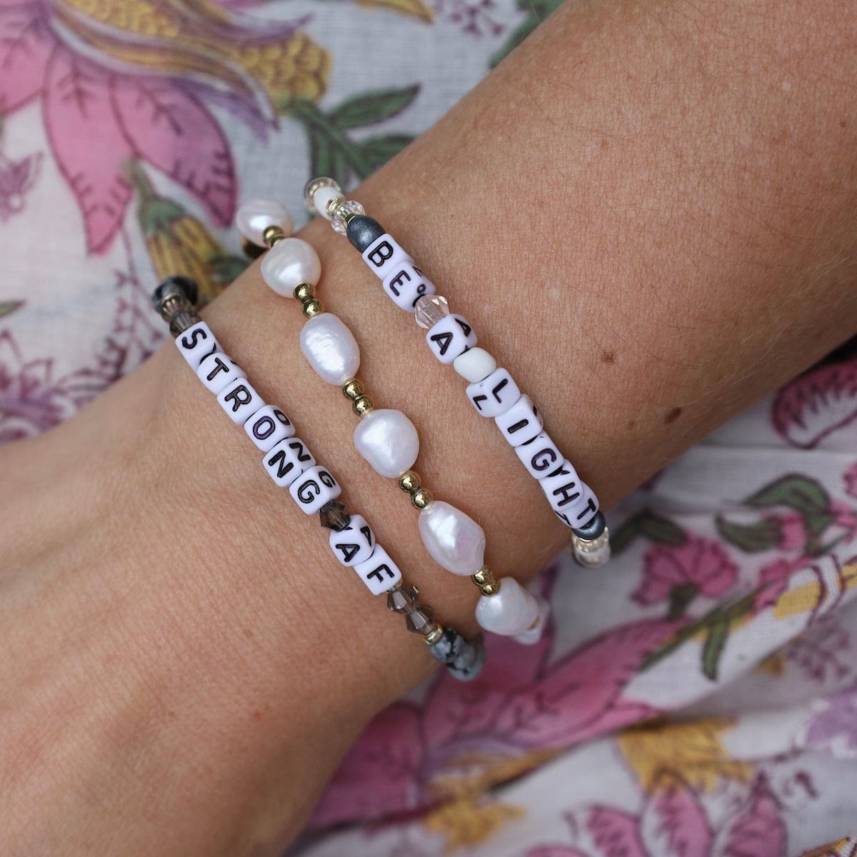BRC Strong AF Beaded Words Stretch Bracelet