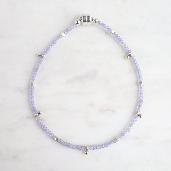 Load image into Gallery viewer, BRC Tanzanite Tiny Silver Ball Charms Bracelet
