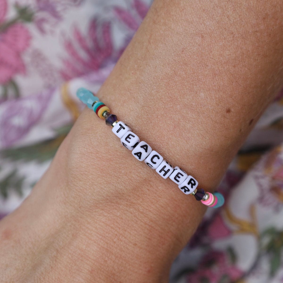 BRC Teacher Beaded Words Stretch Bracelet