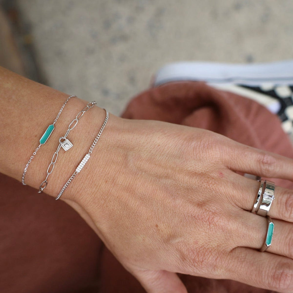 
                      
                        BRC Teal Enamel Bar Silver Bracelet
                      
                    