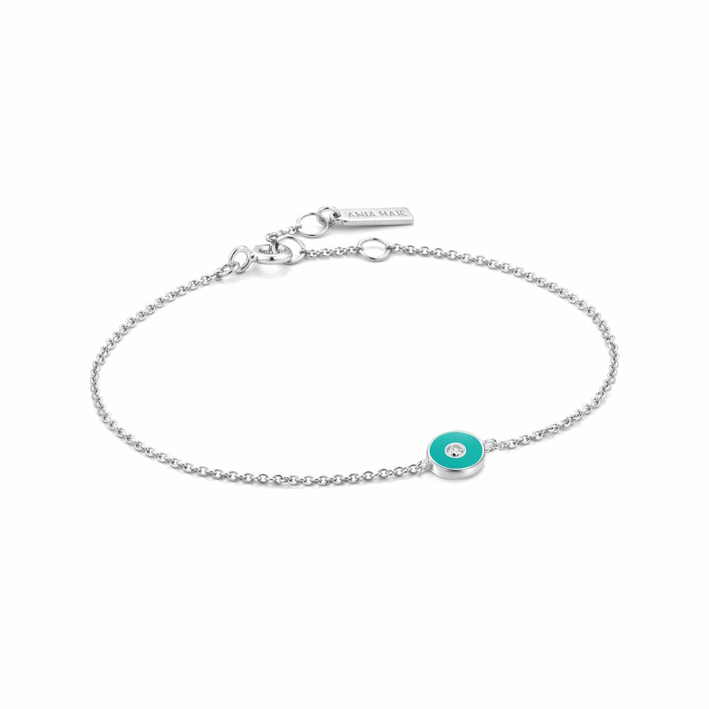 
                      
                        BRC Teal Enamel Disc Silver Bracelet
                      
                    