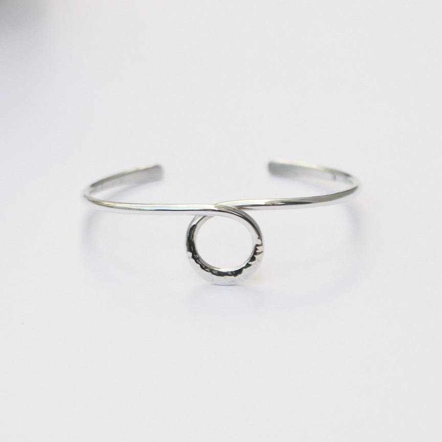 
                      
                        BRC Thin Hammered Cuff With Center Circle Loop
                      
                    