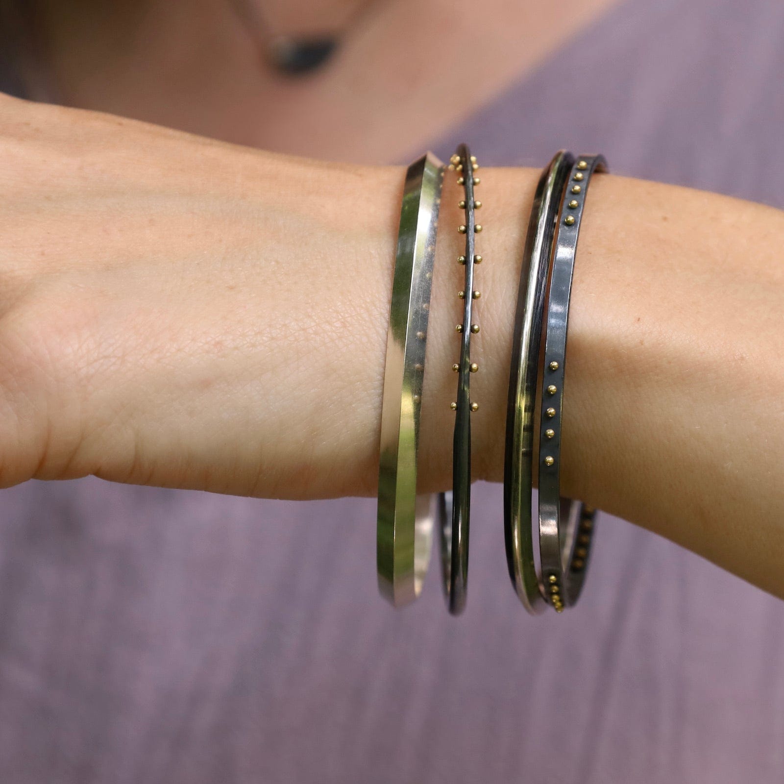 Thin Triangle Bangle in Oxidized Silver